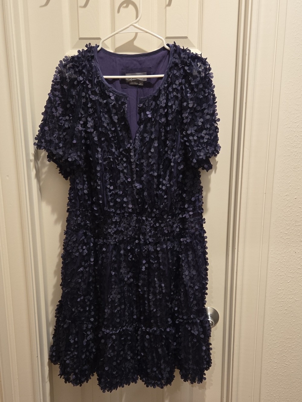 Anthropologie Navy Textured Petal Party Dress